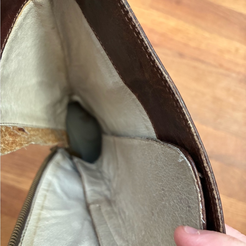 Woman's Frye Villager Lace Boot Tall Heeled Size 8-8.5 Brown Distressed - Picture 9 of 9